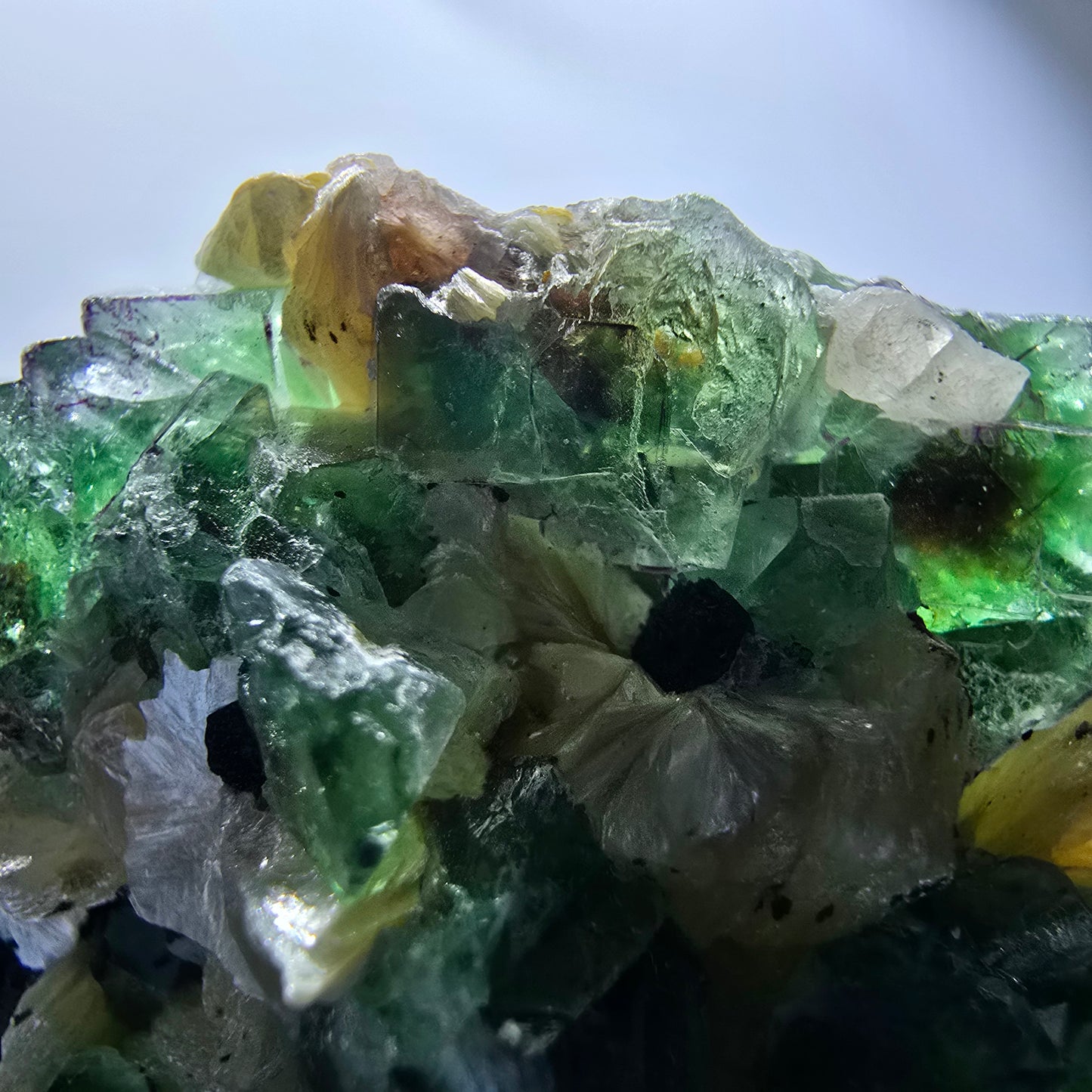 Phantom Fluorit, Rauchquarz, Muskovit, Schörl Turmalin Erongo Namibia 53*49*30mm