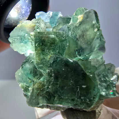 Phantom Fluorit Würfel, parkettiert, Quarz Stufe Okorusu, Namibia 42*30*26mm