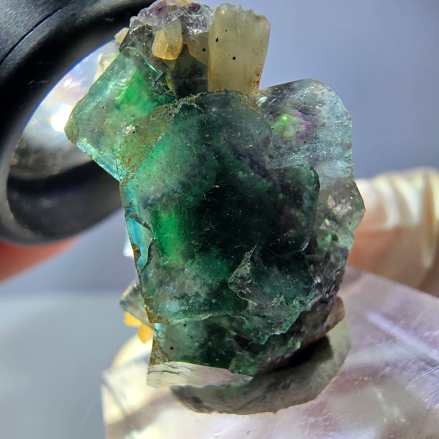 Phantom Fluorit Würfel, Quarz Stufe, grün Okorusu, Namibia 28*23*16mm