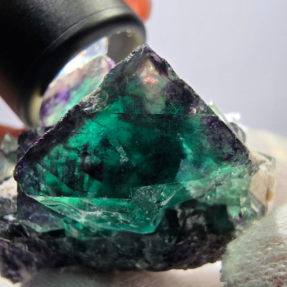 Rare spécimen de cube de fluorite fantôme, vert-violet, Okorusu, Namibie, 52 x 45 x 38 mm 