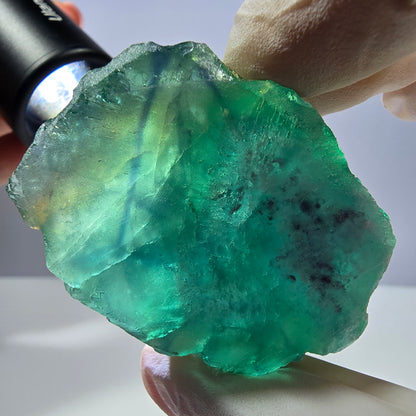 Spécimen de cube de fluorite fantôme transparente, vert parqueté, Okorusu, Namibie, 51 x 40 x 26 mm 