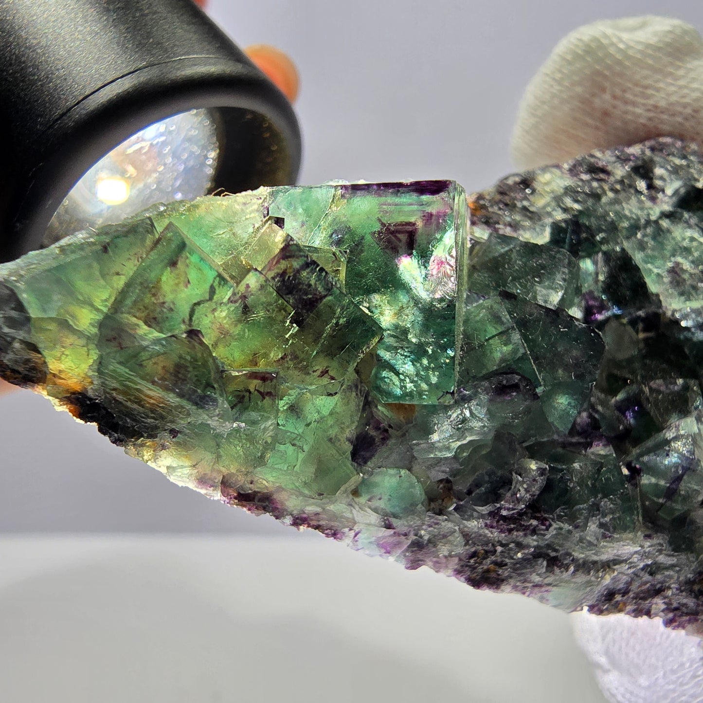 Phantom Fluorit Würfel Stufe grün lila zonal Okorusu Namibia 82*48*15mm
