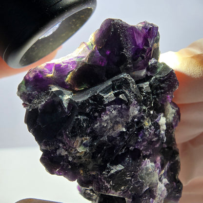 Cube de fluorite fantôme, spécimen de quartz vert violet, Okorusu, Namibie, 53 x 43 x 40 mm 