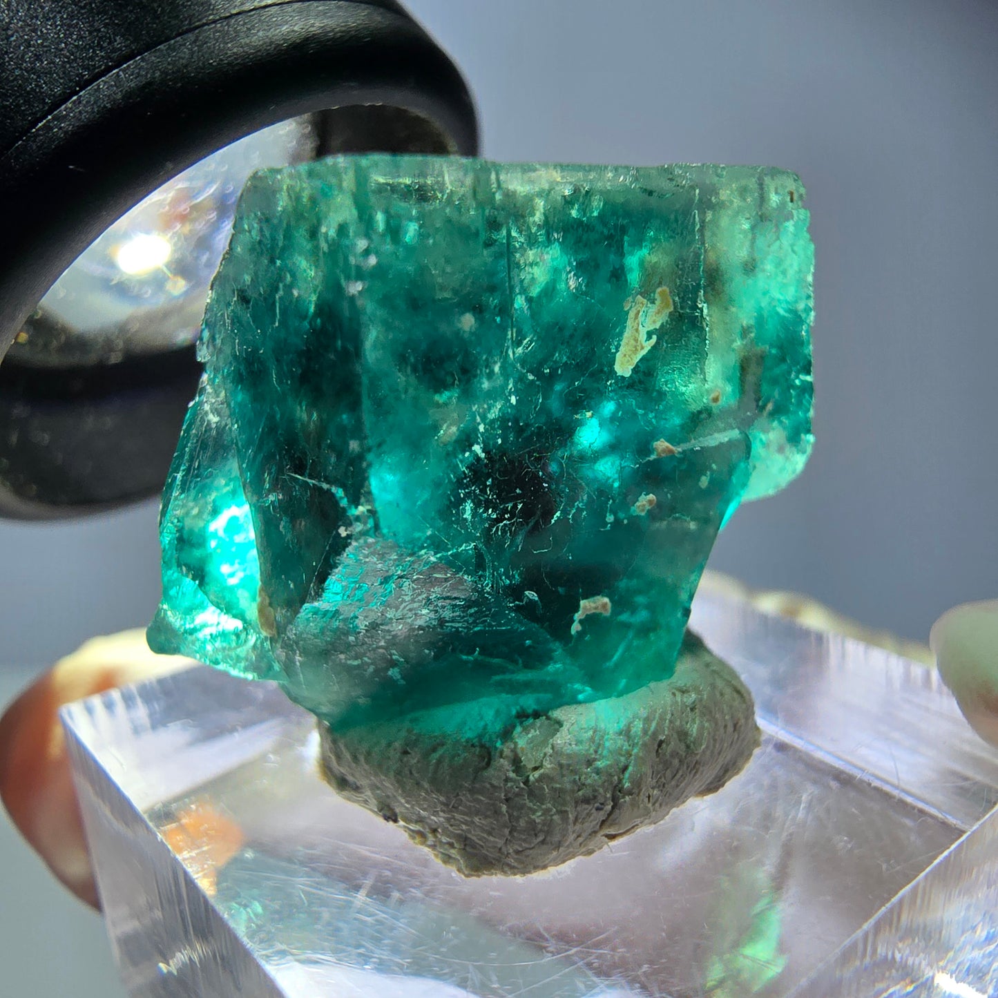 Klarer Phantom Fluorit Würfel parkettiert, grün Okorusu, Namibia 23*20*16mm