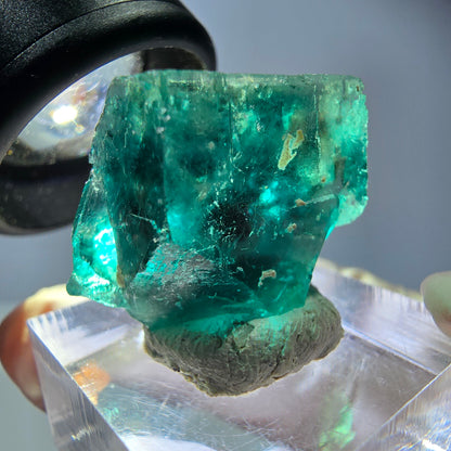 Klarer Phantom Fluorit Würfel parkettiert, grün Okorusu, Namibia 23*20*16mm
