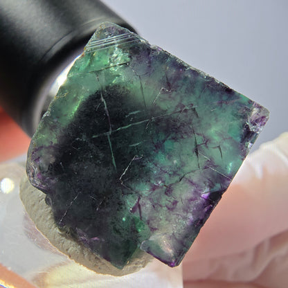 Phantom Fluorite cube parquetted, green purple Okorusu, Namibia 22*21*20mm 