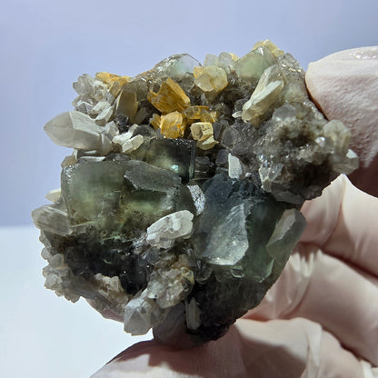 Rare cube de fluorite fantôme, spécimen de quartz vert Okorusu, Namibie, 43 x 34 x 29 mm 