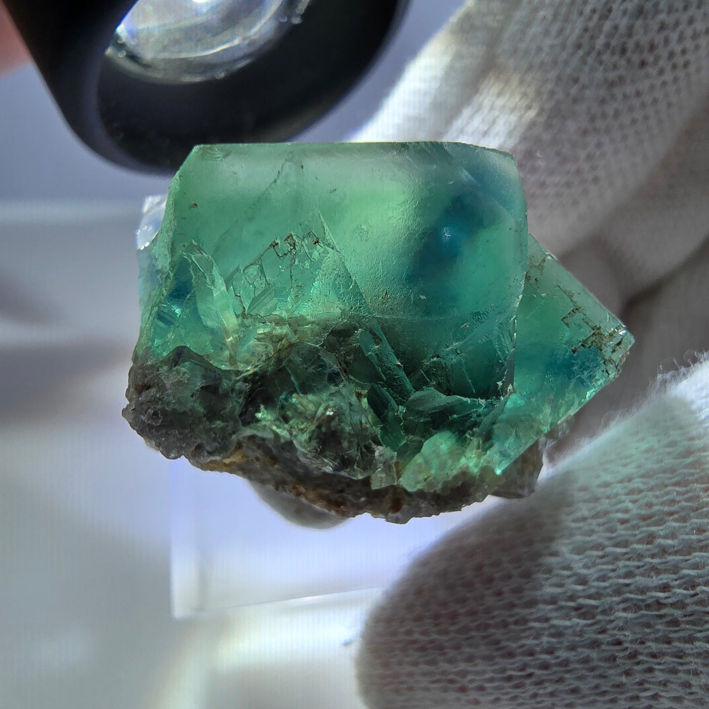 Clear Phantom Fluorite Cube Specimen, green turquoise Okorusu, Namibia 32*25*19mm 