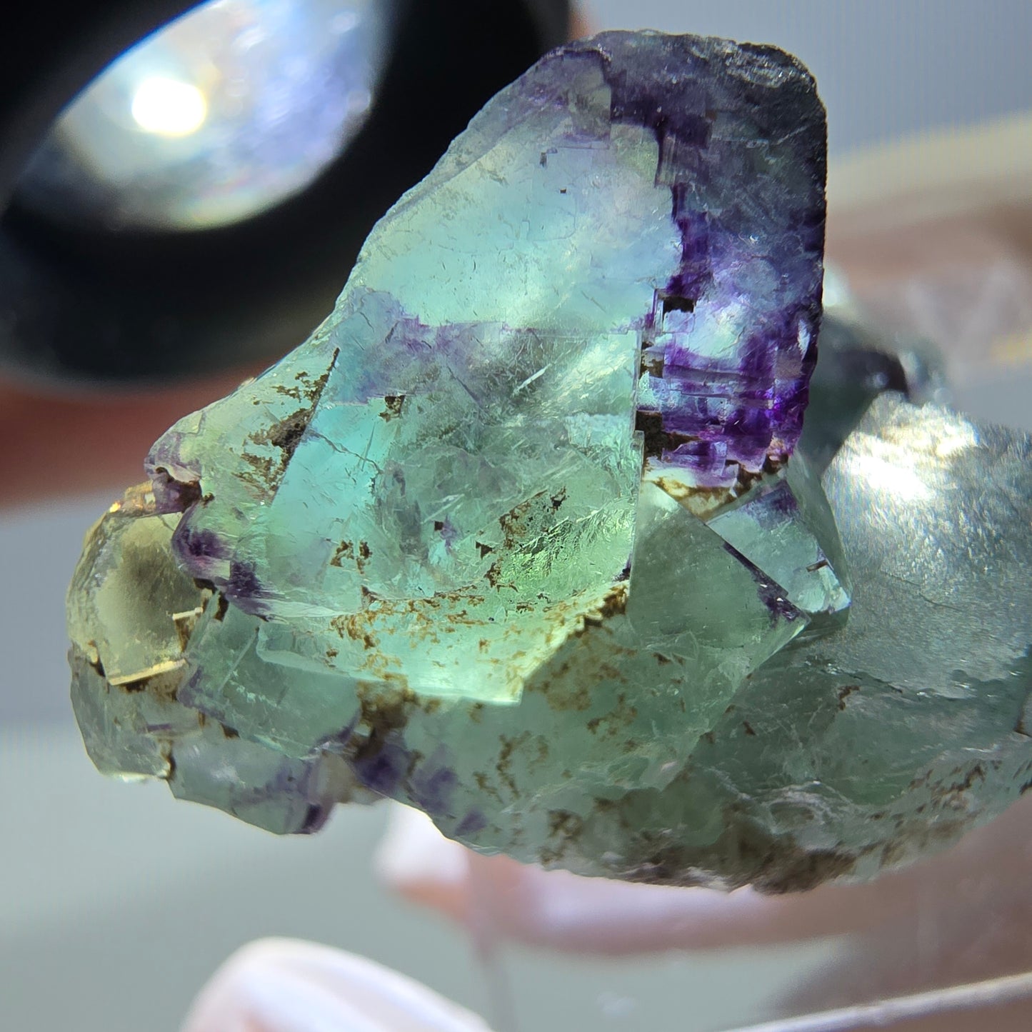 Phantom Fluorit Würfel Stufe, parkettiert, zonal Okorusu, Namibia 28*24*18mm