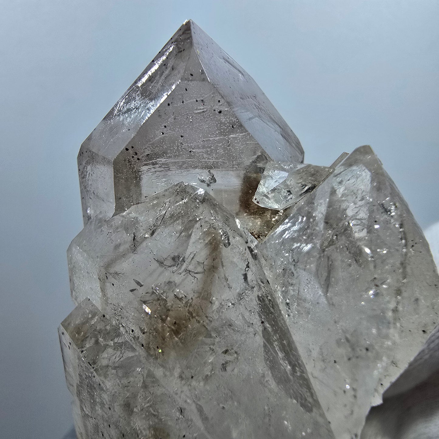 Quartz fumé fantôme DT Sceptre squelette Hématite Valentine Pocket Goboboseb Namibie 64*40*31mm 