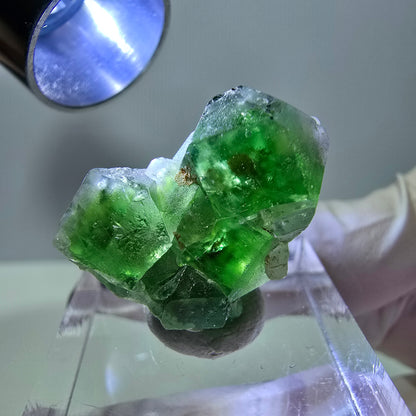Spécimen de quartz fumé muscovite, cube de fluorite fantôme, Erongo, Namibie, 22 x 18 x 11 mm 