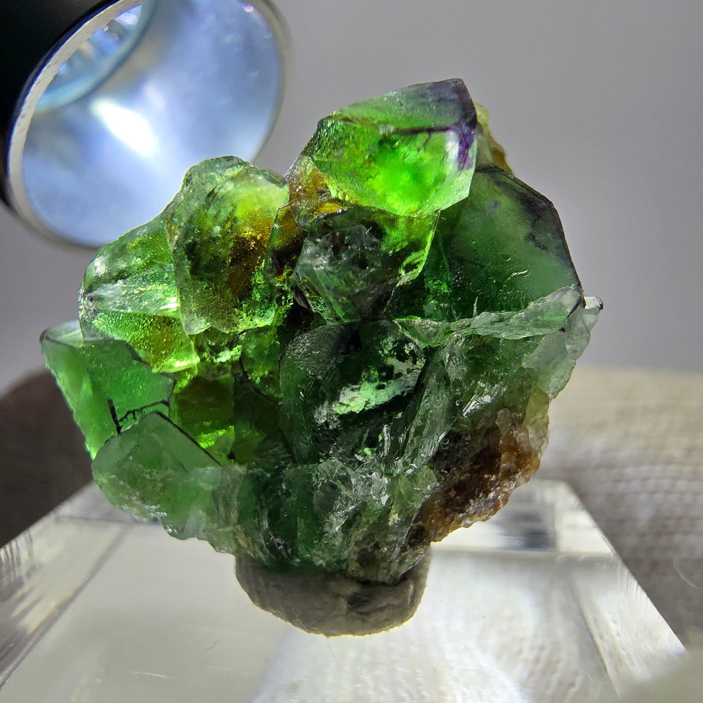 Phantom Fluorit Würfel zonal, grün braun lila Erongo, Namibia 24*17*13mm