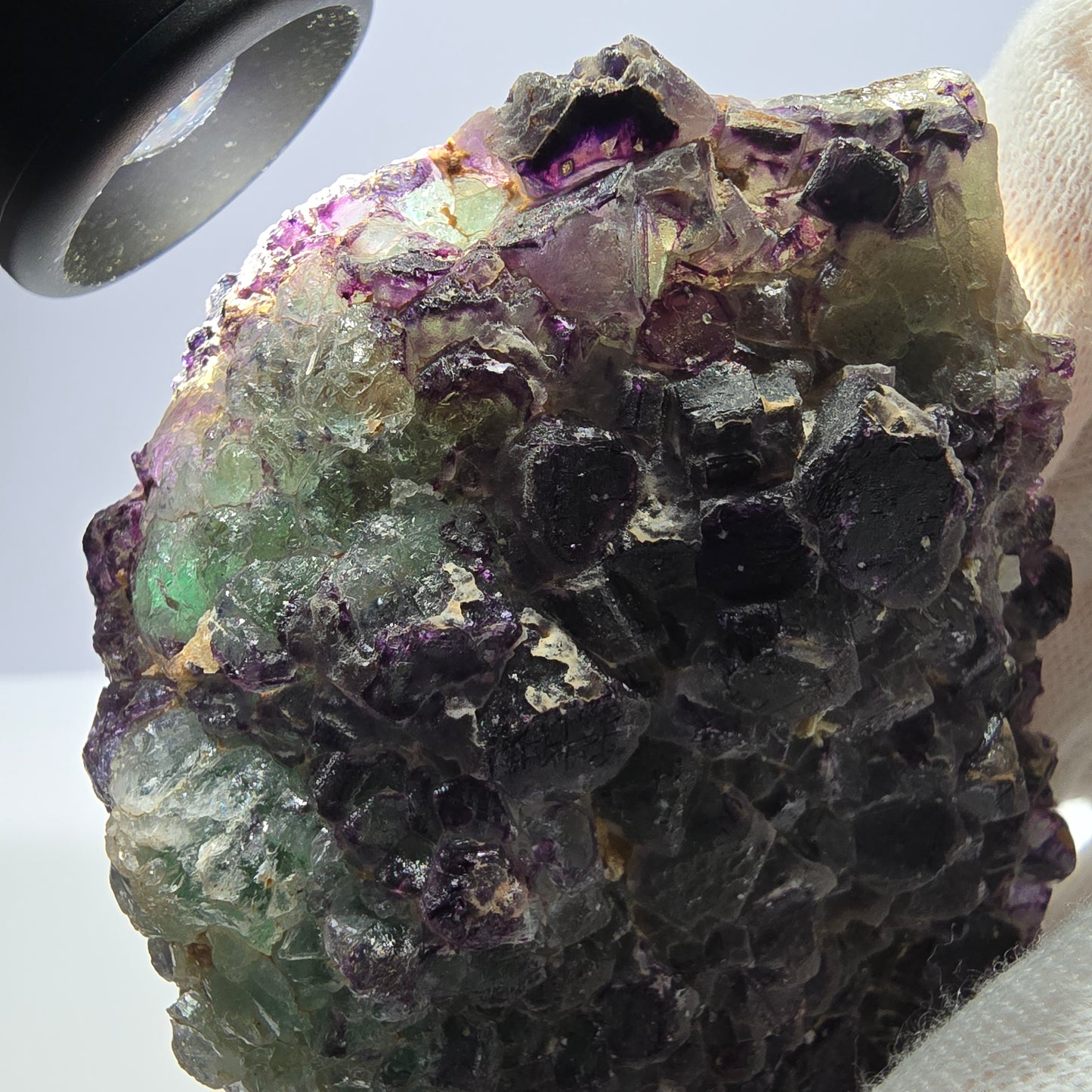 Grands cubes de fluorite vert violet zonal, spécimen d'hyalite Erongo, Namibie 96*67*42mm 