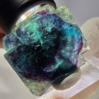 Spécimen de cube de fluorite fantôme, zonal – Nouvelle découverte ! Okorusu, Namibie, 33 x 31 x 21 mm 