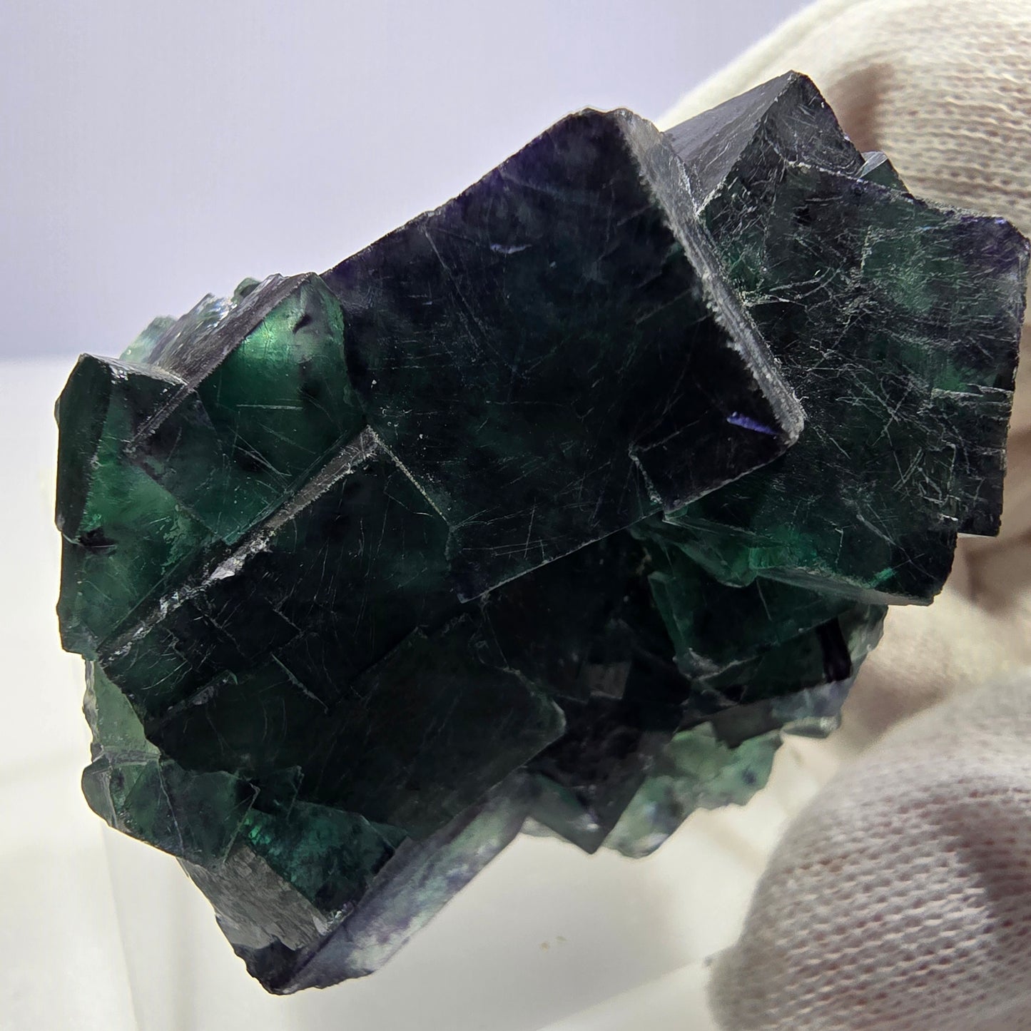 Clear Phantom Fluorite Cube Specimen zonal green purple Okorusu, Namibia 55*40*40mm 