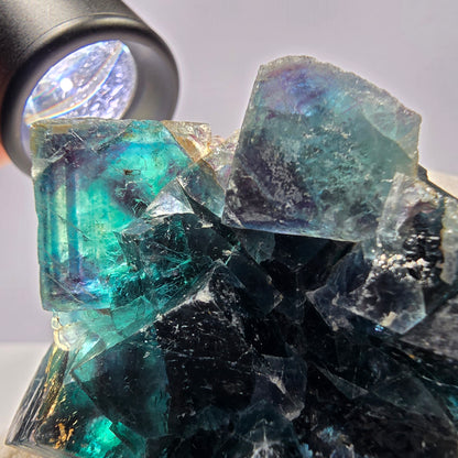 Rare spécimen de cube de fluorite fantôme, zonal – Nouvelle découverte ! Okorusu, Namibie, 67 x 62 x 27 mm 