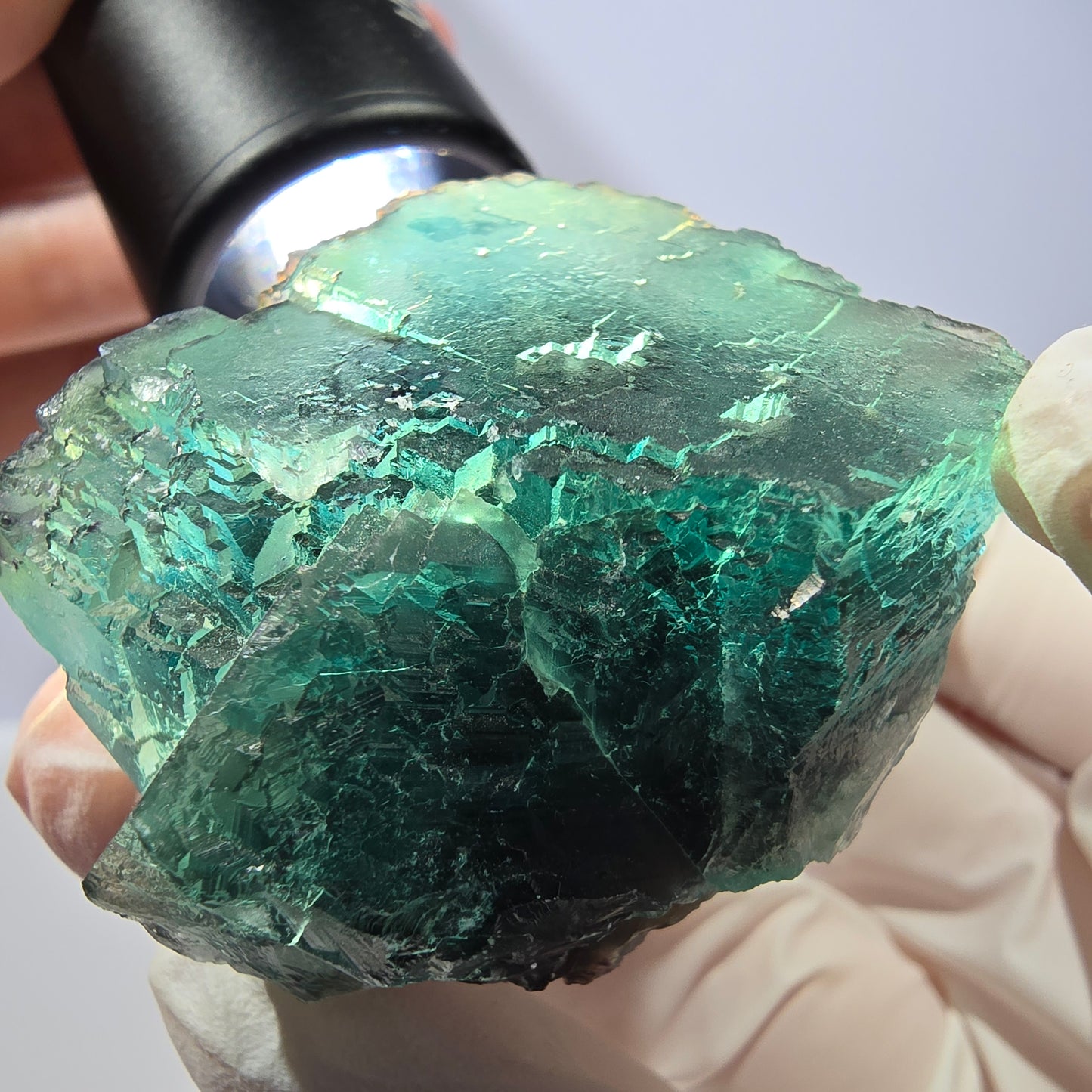 Spécimen de cube de fluorite fantôme, parqueté vert violet Okorusu, Namibie 45*43*31 mm 