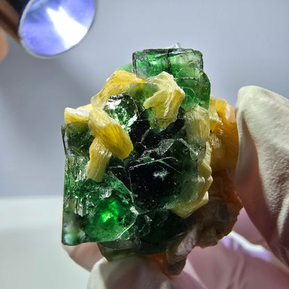 Cube de fluorite fantôme, spécimen de muscovite, Erongo, Namibie, 34 x 30 x 28 mm 