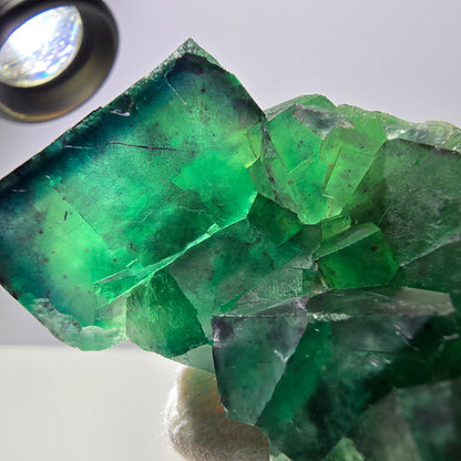 Spécimen de cube de fluorite fantôme, parqueté, Okorusu zonal, Namibie, 76 x 42 x 29 mm 
