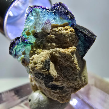 Cube de fluorite fantôme, zonal, spécimen d'orthose, Erongo, Namibie, 24 x 20 x 14 mm 
