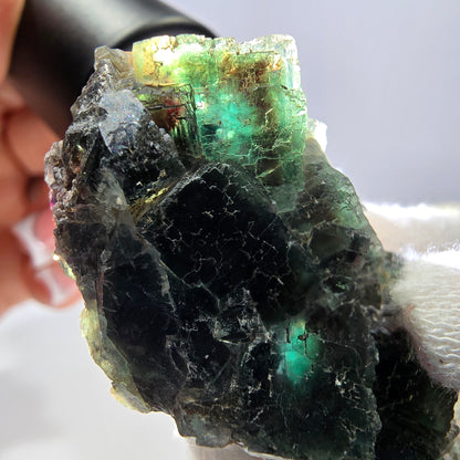 Rare spécimen de cube de fluorite fantôme, parqueté vert Okorusu, Namibie, 52 x 29 x 18 mm 