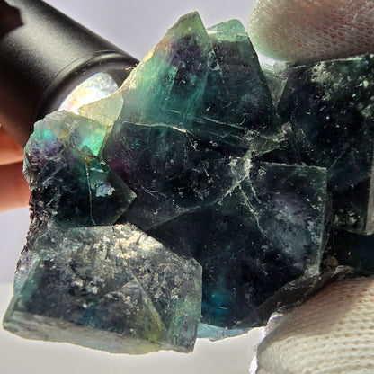 Seltene Phantom Fluorit Würfel Stufe, zonal - Neuer Fund! Okorusu Namibia 67*48*28mm