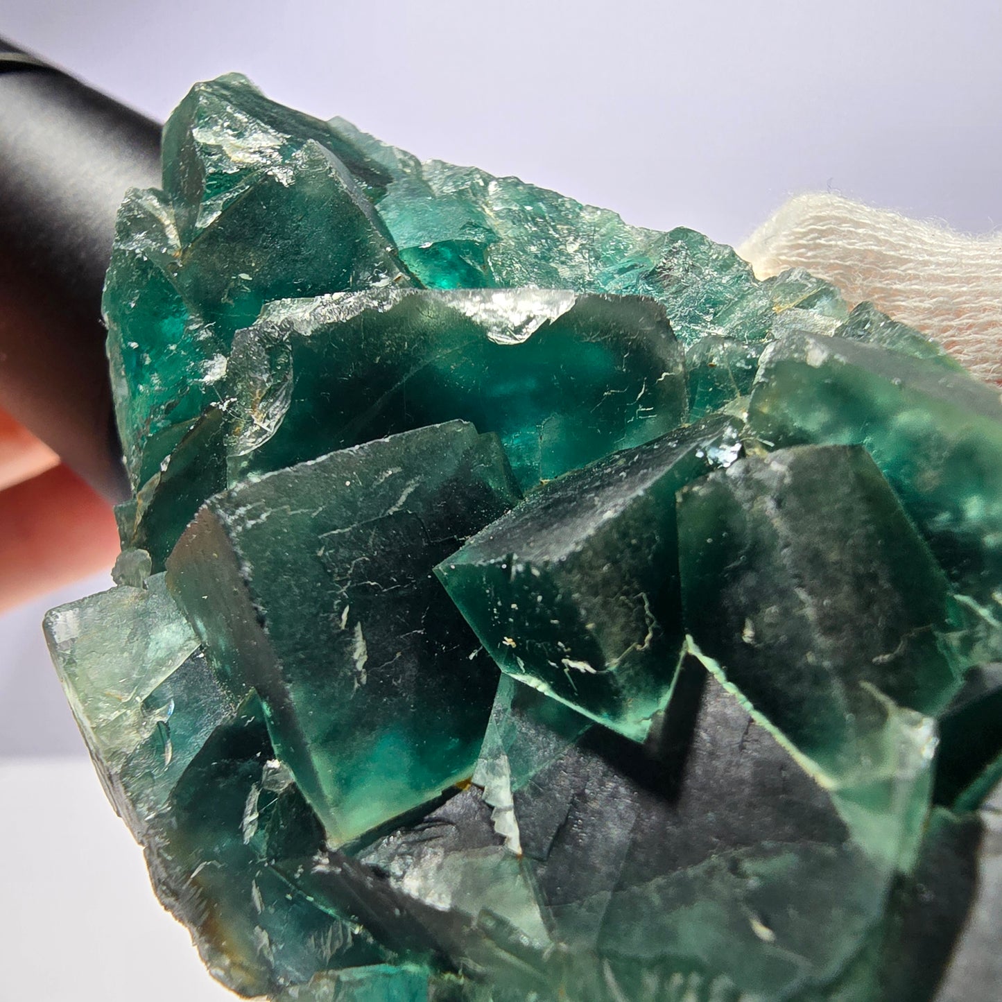 Seltene Phantom Fluorit Würfel Stufe parkettiert grün Okorusu Namibia 82*41*23mm