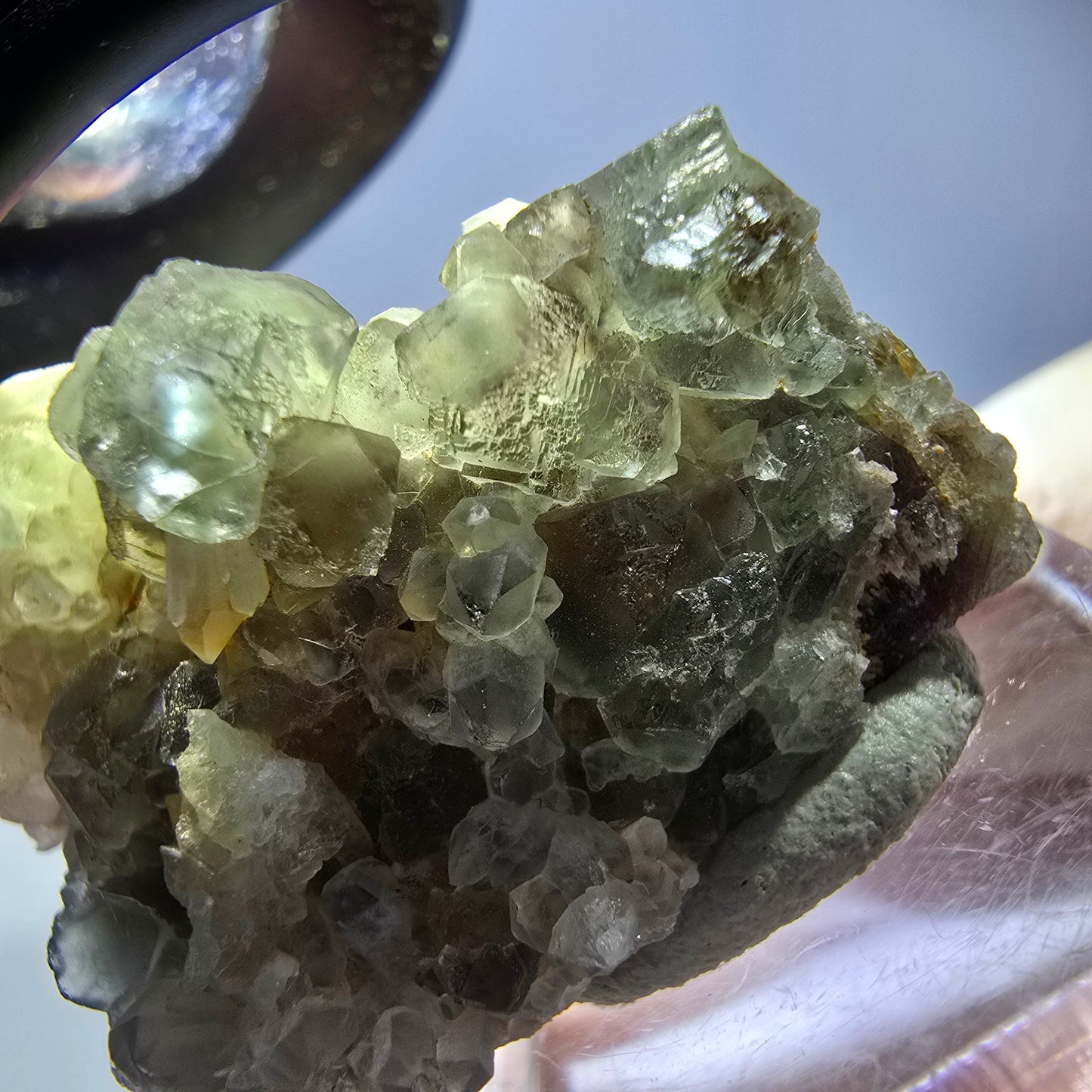 Phantom Fluorit Würfel, Quarz Stufe, grün Okorusu, Namibia 31*25*20mm