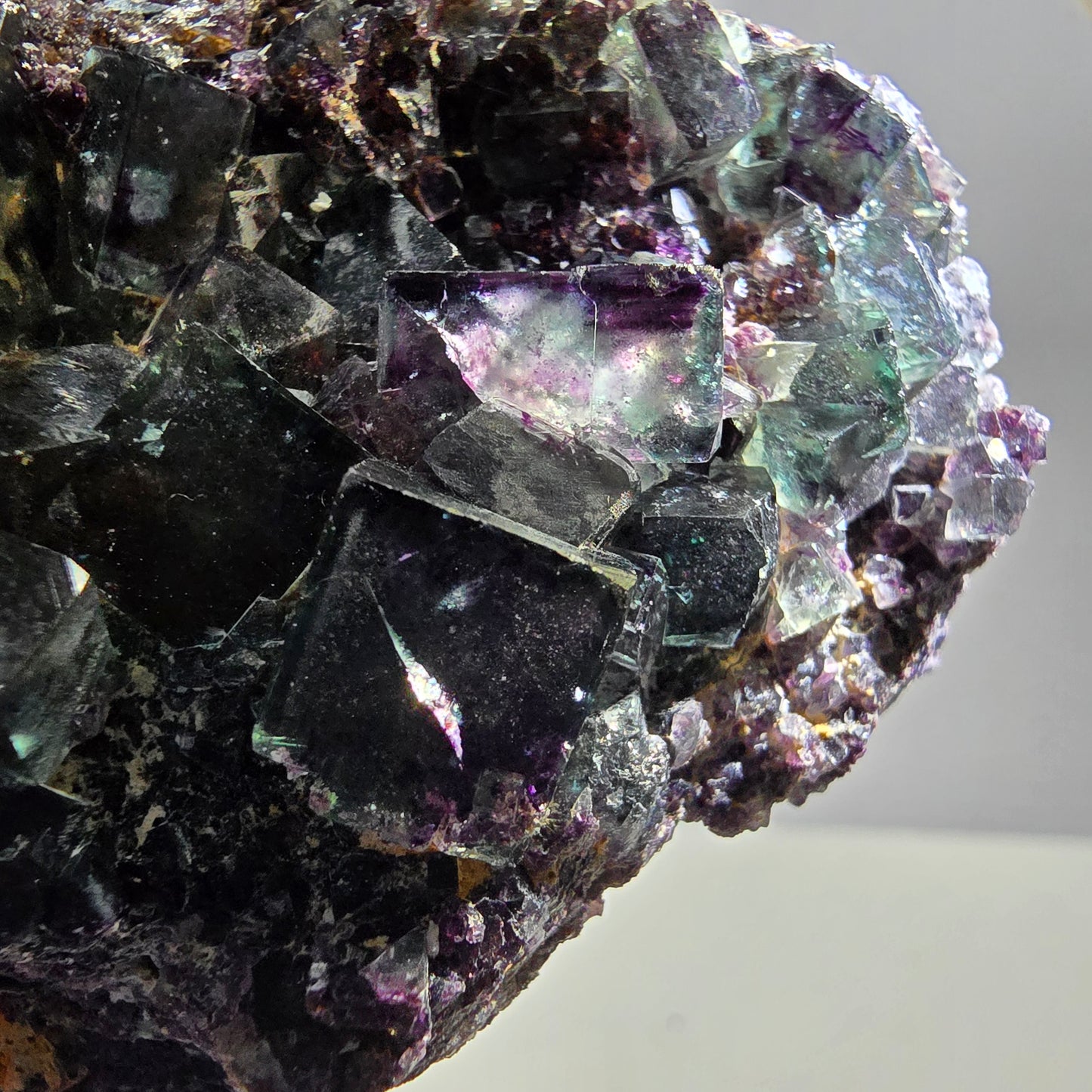 Phantom Fluorite Cube Specimen, double-sided green purple Okorusu Namibia 76*55*41mm 
