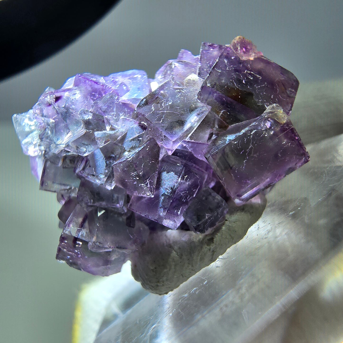 Spécimen zonal de cube de fluorite fantôme, vert violet, Okorusu, Namibie, 24 x 17 x 14 mm 