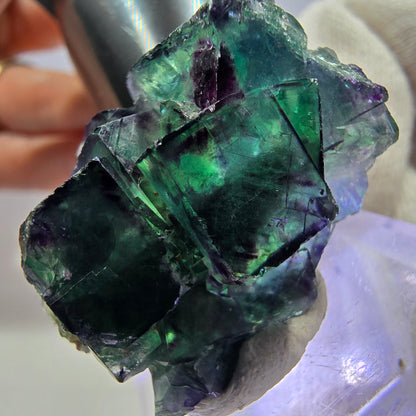 Clear Phantom Fluorite Cube Specimen zonal green purple Okorusu, Namibia 32*24*15mm 
