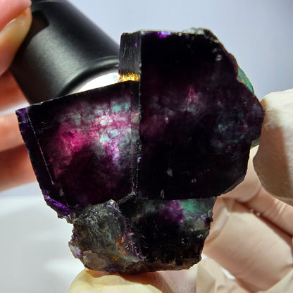 Spécimen de cube de fluorite fantôme, parqueté vert violet Okorusu, Namibie 40*35*29 mm 