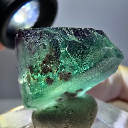 Cube de fluorite fantôme parqueté, zonal, vert violet Okorusu, Namibie 27*22*18mm 