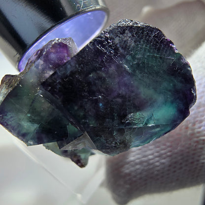 Seltene Phantom Fluorit Würfel Stufe zonal grün lila Okorusu, Namibia 25*22*21mm