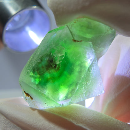 Spécimen de cube de fluorite fantôme, vert-brun, Erongo, Namibie, 21 x 14 x 10 mm 
