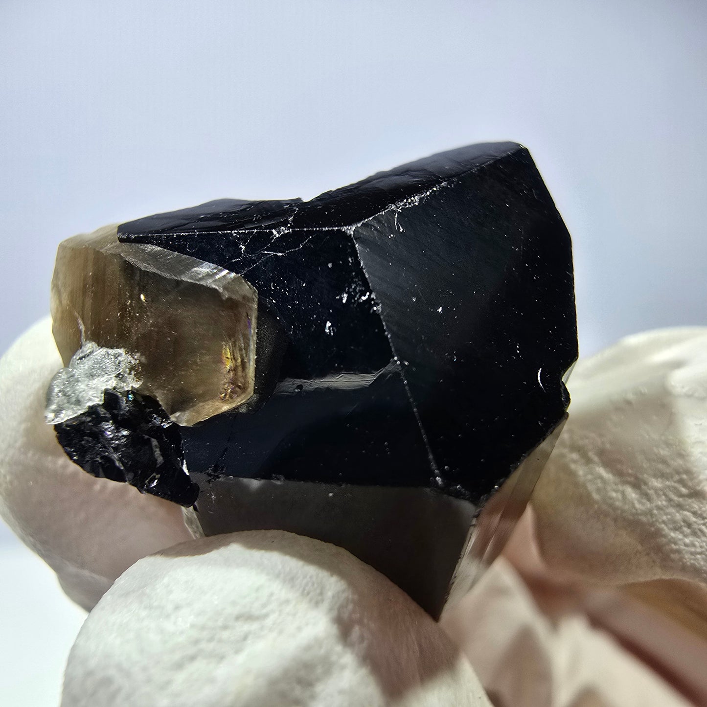 Sym. Tourmaline Schörl, quartz fumé, stade hyalite Erongo, Namibie 23*21*20mm 