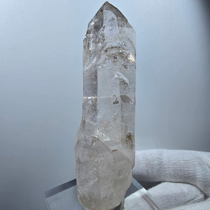 Sceptre DT en quartz fumé lémurien Enhydro, 2 gobos de poche Bubble Valentine. Namibie 97 x 33 x 20 mm 