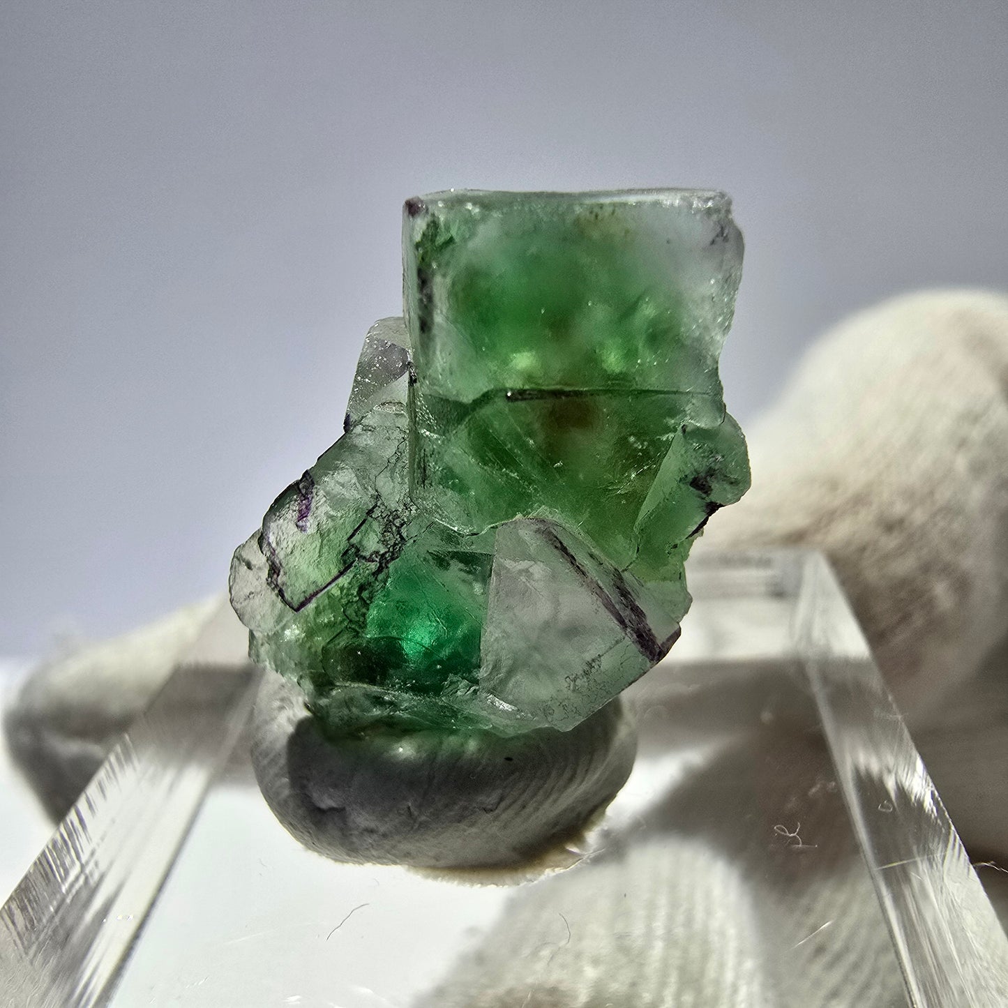 Phantom Fluorit Würfe Stufe, grün weiß lila zonal Erongo, Namibia 17*16*12mm