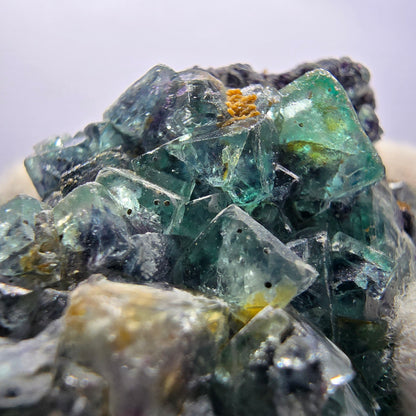 Cube de fluorite fantôme zonal, spécimen de tourmaline Schorl, Erongo, Namibie, 60 x 41 x 28 mm 