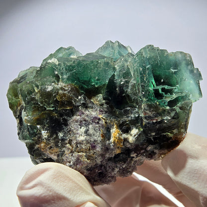 Rare spécimen de cube de fluorite fantôme, parqueté vert Okorusu, Namibie, 61 x 42 x 37 mm 