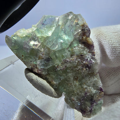 Spécimen rare de cube de fluorite fantôme zonal vert violet Okorusu, Namibie 41*27*9mm 