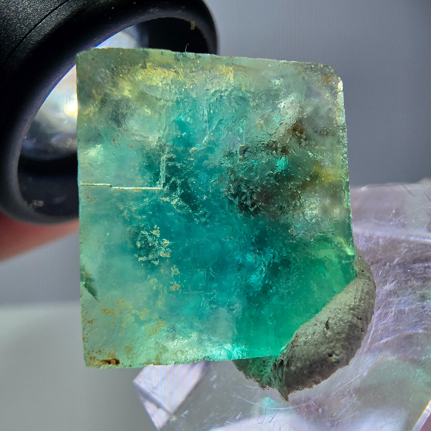 Klarer Phantom Fluorit Würfel parkettiert, grün Okorusu, Namibia 20*19*10mm