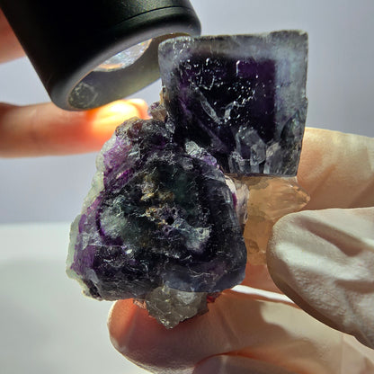 Rare cube de fluorite fantôme, spécimen de quartz violet Okorusu, Namibie, 42 x 30 x 24 mm 