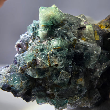 Cube de fluorite fantôme zonal, spécimen d'orthose, Erongo, Namibie, 61 x 50 x 32 mm 