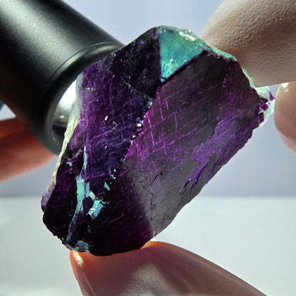 Phantom Fluorit Würfel Stufe grün lila zonal 11:11 Angel Pocket, Namibia 37*31*18mm