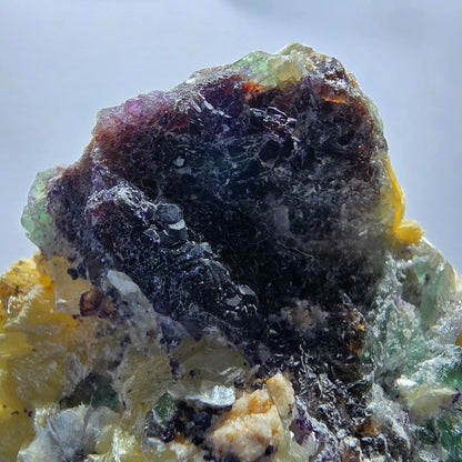 Phantom Fluorit zonal Hyalit Rauchquarz Muskovit Stufe Erongo Namibia 71*65*46mm