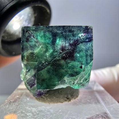 Phantom Fluorite cube parquetted, green purple Okorusu, Namibia 19*16*13mm 