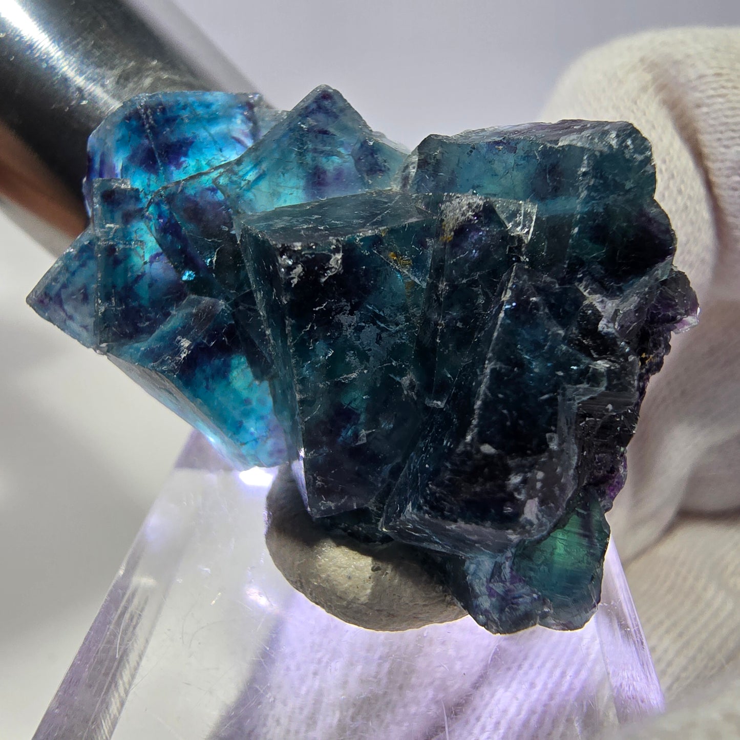 Spécimen de cube de fluorite fantôme, zonal – Nouvelle découverte ! Okorusu, Namibie, 36 x 27 x 16 mm 