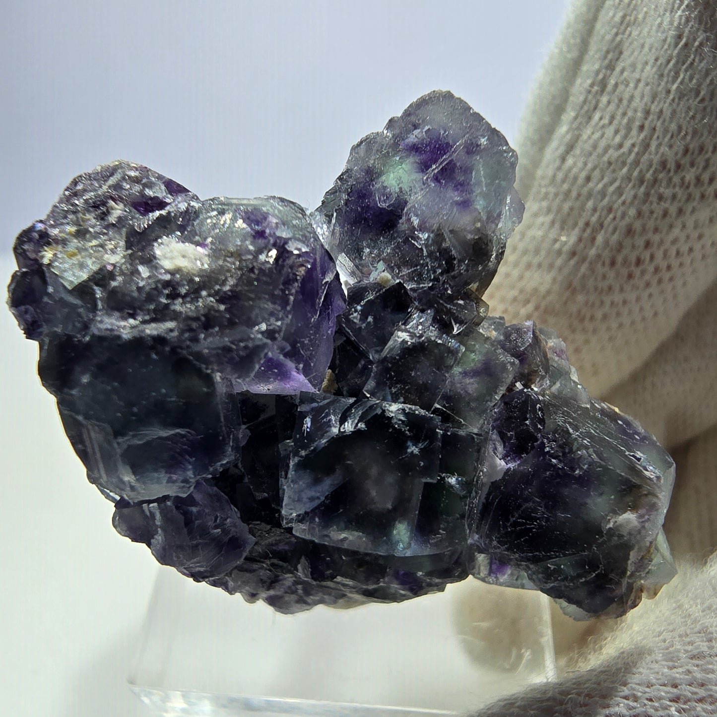 Clear Phantom Fluorite Cube Specimen zonal green purple Okorusu, Namibia 41*37*25mm 