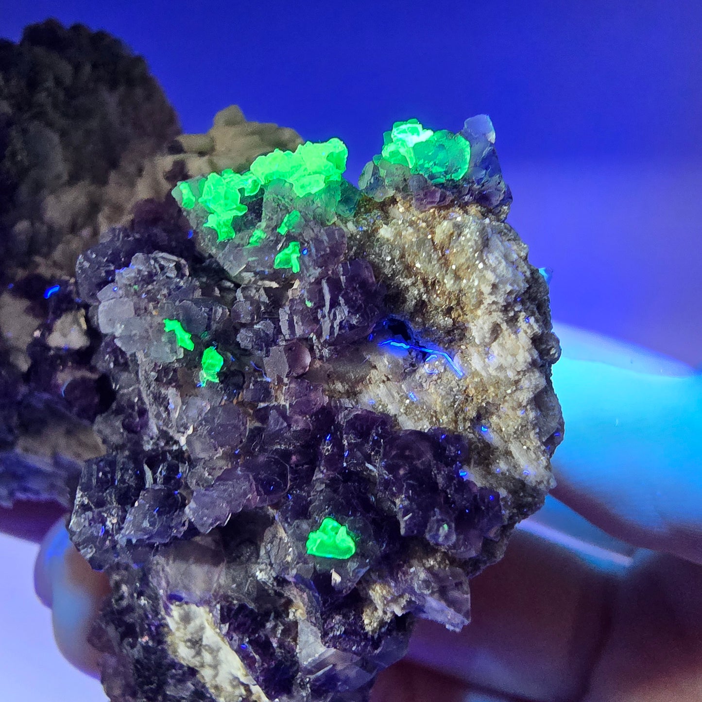 Cube de fluorite fantôme, hyalite, spécimen d'orthose, Erongo, Namibie, 73 x 52 x 49 mm 